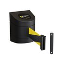 Montour Line Retractable Belt Barrier, Wall Mount, Black Case Fixed 30 ft. Black/Yellow Belt WMX160-BK-BYD-F-S-300